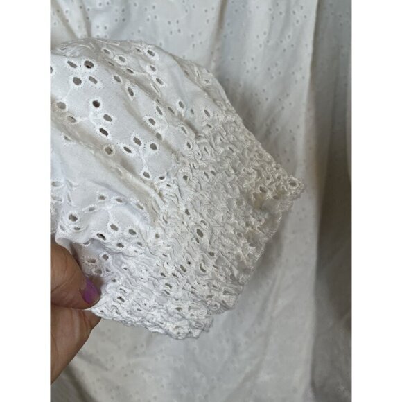 Lane Bryant Milkmaid Top 3X White Off Shoulder Smock Eyelet Neutral Coquette 80s - Picture 4 of 14